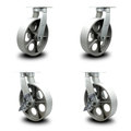 Service Caster 12 Inch Heavy Duty Semi Steel Cast Iron Wheel Swivel Caster Set with 2 Brakes SCC-KP92S1230-SSR-2-SLB-2